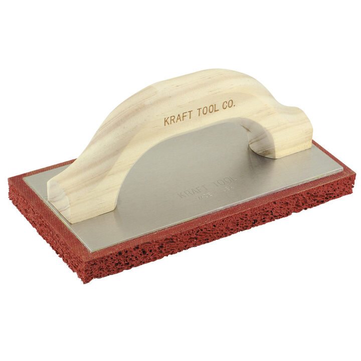 Kraft Tool Co 8 Inch x 4 Inch Coarse Cell Red Rubber Float with Wood Handle, large image number 1