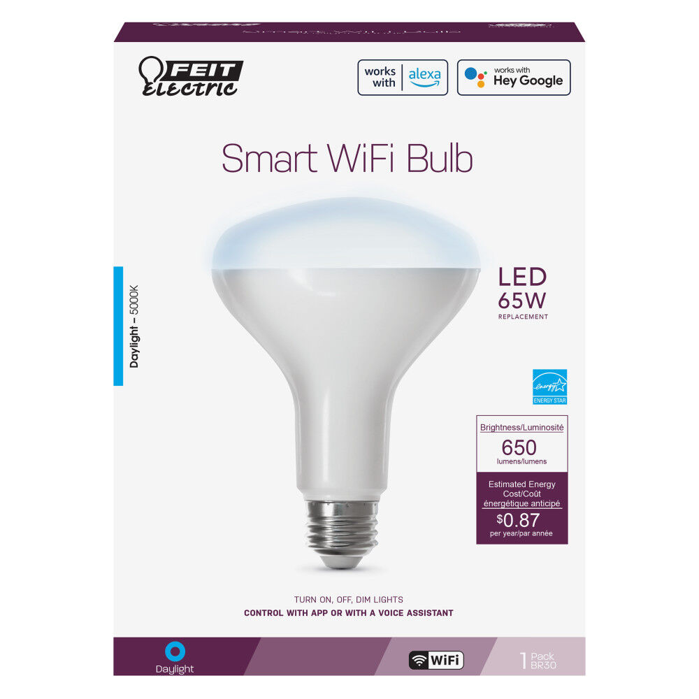 Feit Electric 65W BR30 Daylight Smart WiFi LED Bulb 1pk, large image number 2