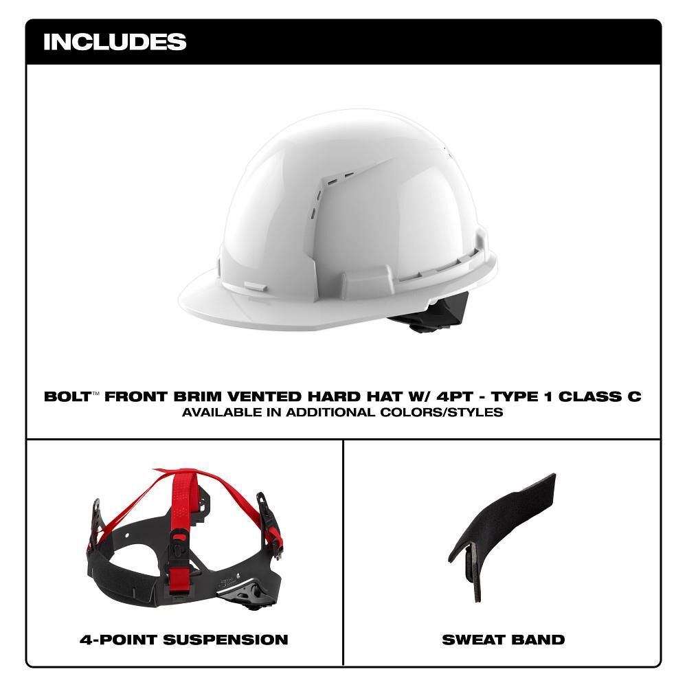 Milwaukee Front Brim Vented Hard Hat with 4pt Ratcheting Suspension Type 1 Class C Blue, large image number 9