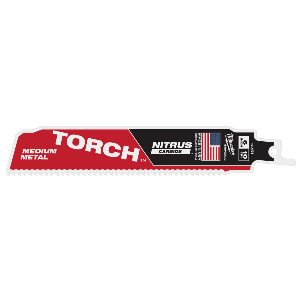 Milwaukee 6 Inch 10TPI TORCH Nitrus Carbide Reciprocating Saw Blade, large image number 1