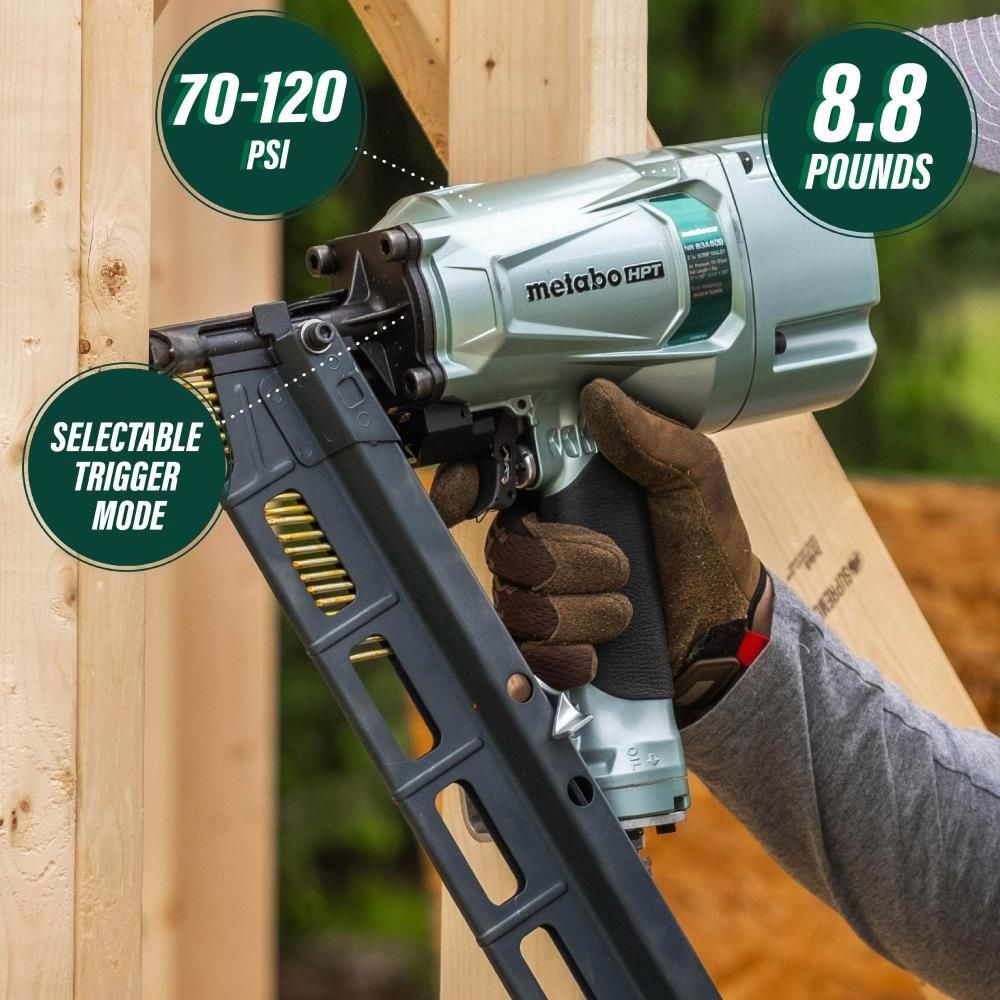 Metabo HPT 3 1/4in Round Head Framing Pneumatic Nailer, large image number 2