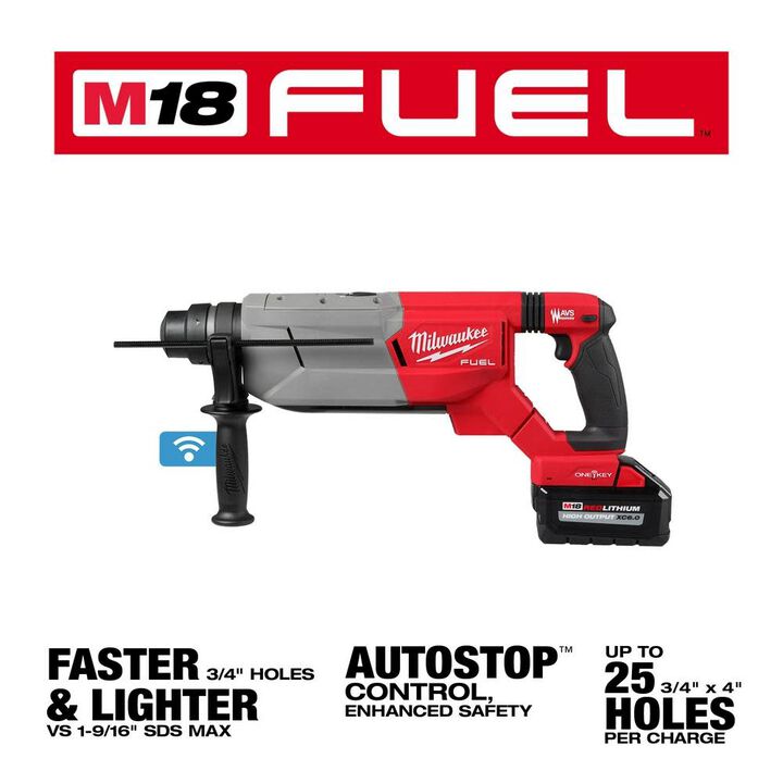 Milwaukee M18 FUEL 1 1/4 SDS Plus D Handle Rotary Hammer Kit with ONE KEY, large image number 2