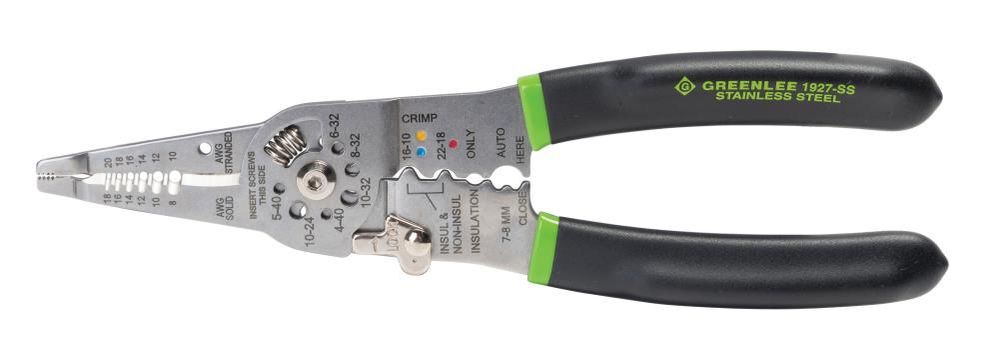 Greenlee Stainless Steel 7.5in Wire Stripper/Cutter/Crimper, large image number 1