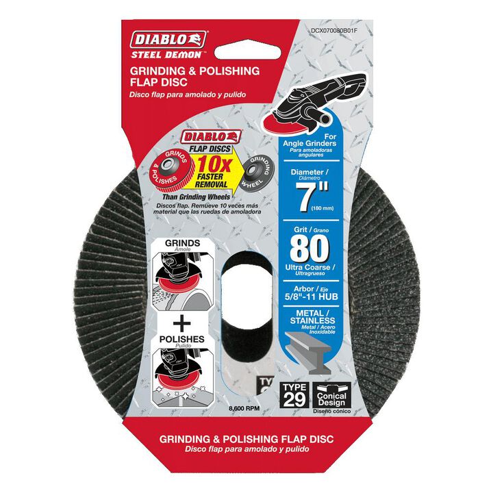 Diablo Tools 7 In. Steel Demon Flap Disc 80 Grit with Hub, large image number 1