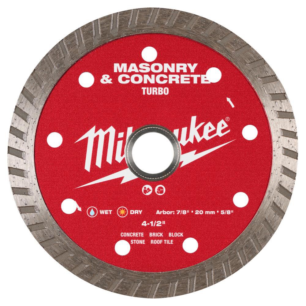 Milwaukee 4 1/2 Inch Turbo Rim Diamond Blade for Concrete and Masonry, large image number 1