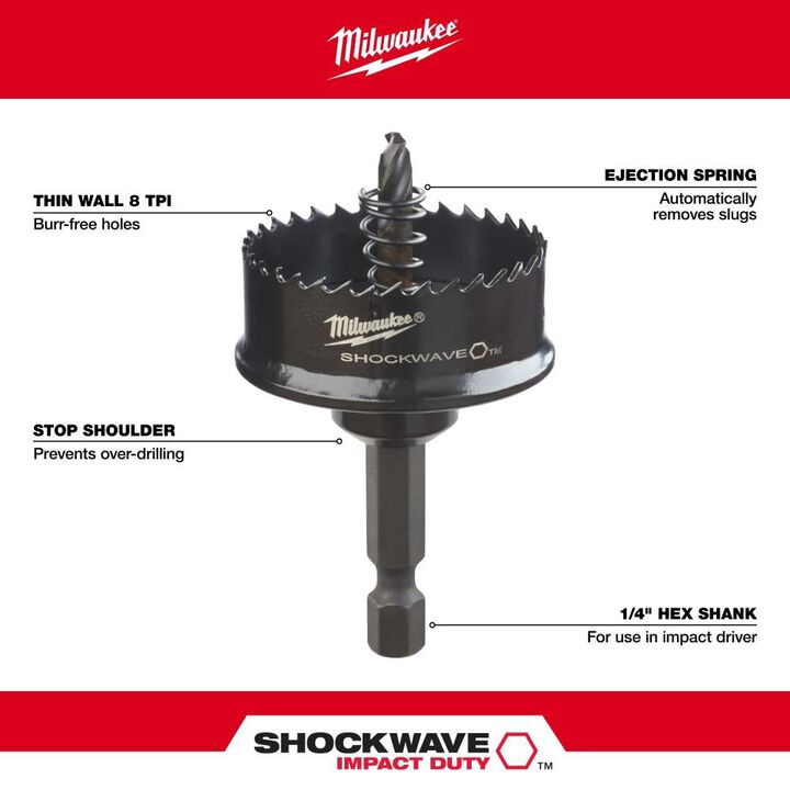 Milwaukee 1-1/8 In. SHOCKWAVE Impact Hole Saw, large image number 3