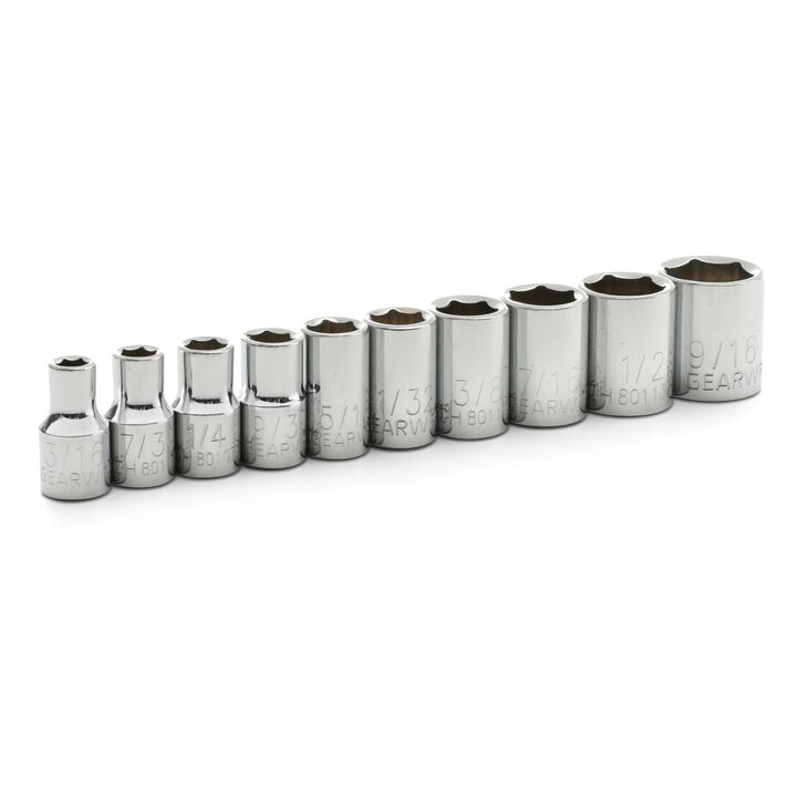 GEARWRENCH 1/4in Drive 6 Point Standard SAE Socket Set 10pc