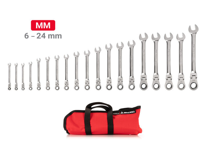 Tekton Flex Head Ratcheting Combination Wrench Set, 19 Piece 6-24 mm, large image number 1