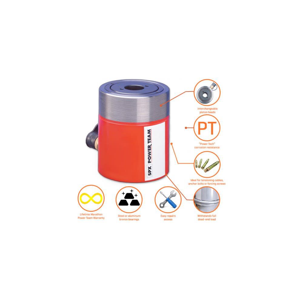 Power Team 30 Ton 2.5in Cylinder Industrial Stroke RH Series Single Acting, large image number 2
