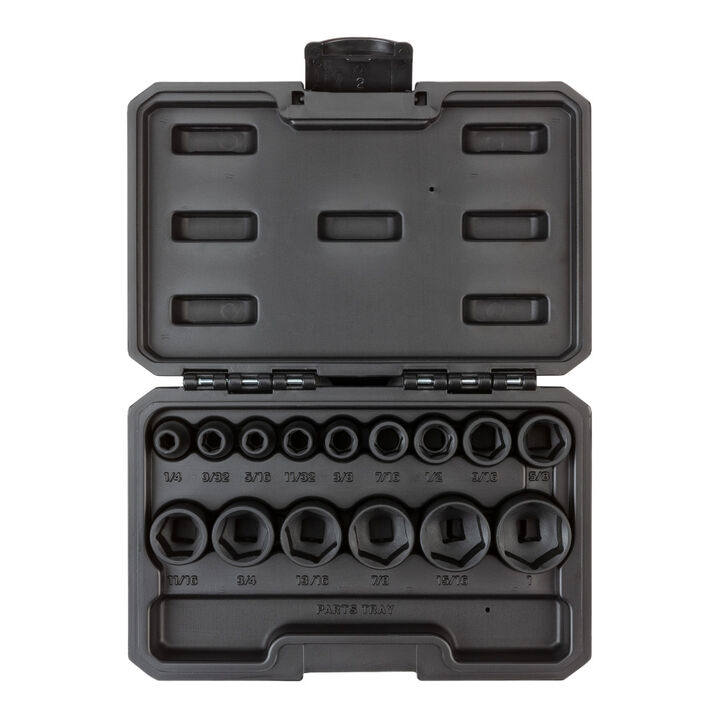 Tekton 3/8 Inch 6 Point Impact Socket Set, Case, 15 Pieces (1/4-1 Inch), large image number 1