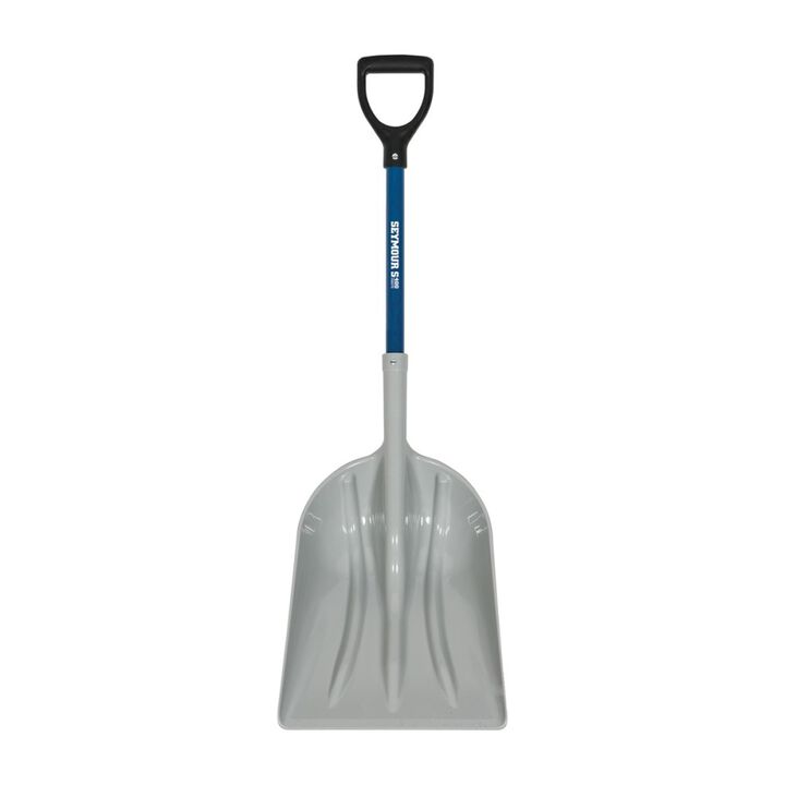 Seymour 27 in Blue Fiberglass Handle Poly D-Grip Poly Grain Scoop