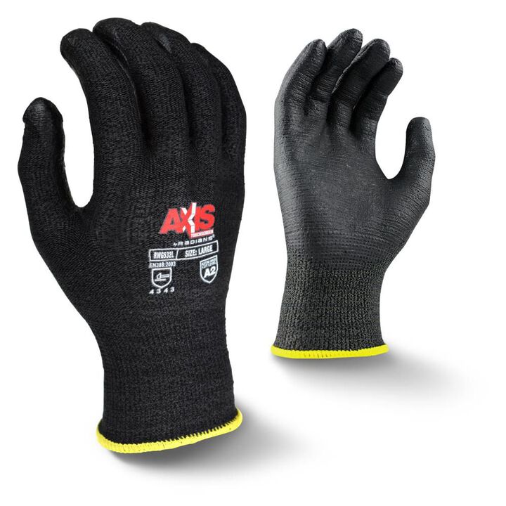 Radians AXIS Work Glove Touchscreen Cut Level A2 Black Small