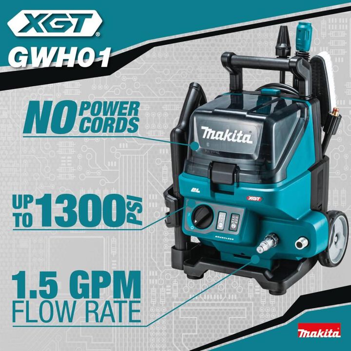 Makita 40V MAX XGT 1300 PSI 1.5 GPM Battery Powered Cold Water Pressure Washer with Variable Spray Wand Bare Tool, large image number 20