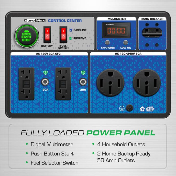 Duromax 15000 Watt Dual Fuel 50 State Portable Generator with CO Sensor, large image number 3