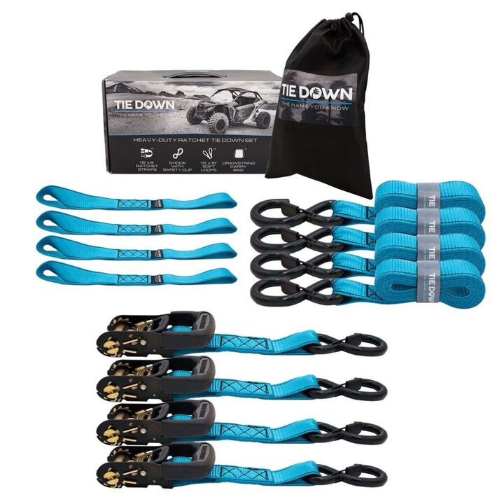 Tie Down 1.5 Inch x 8 Ft 5208 Lbs Blue Ratchet Strap