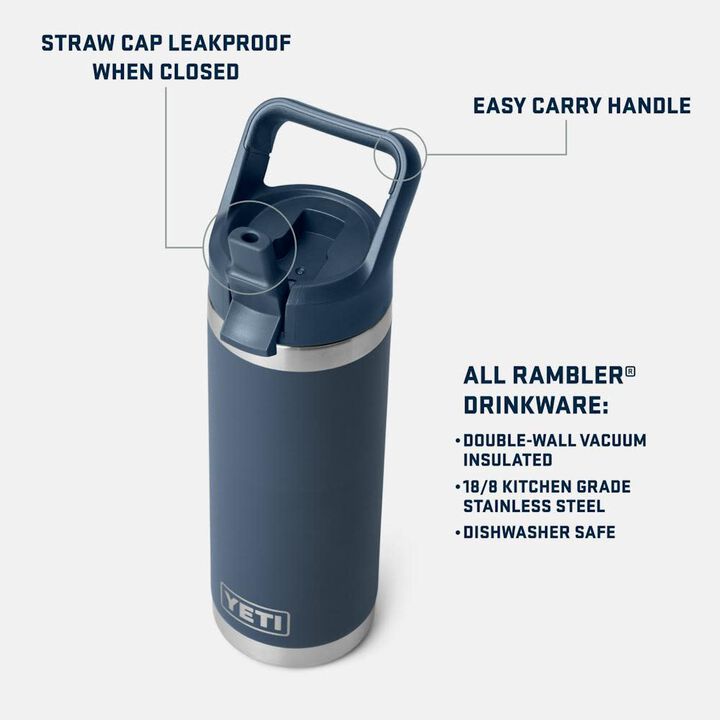 Yeti Rambler 18 Oz Water Bottle with Color-Matched Straw Cap, Beekeeper