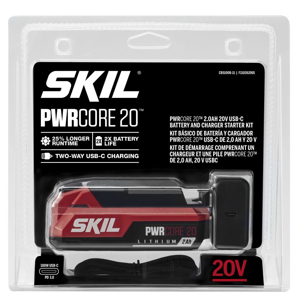 SKIL PWR CORE 20 2 Ah 20V USB-C Battery and Charger Starter Kit, large image number 2