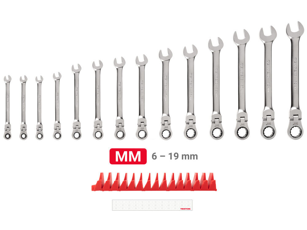 Tekton Flex Head Ratcheting Combination Wrench Set, 14 Piece (6-19 mm), large image number 2