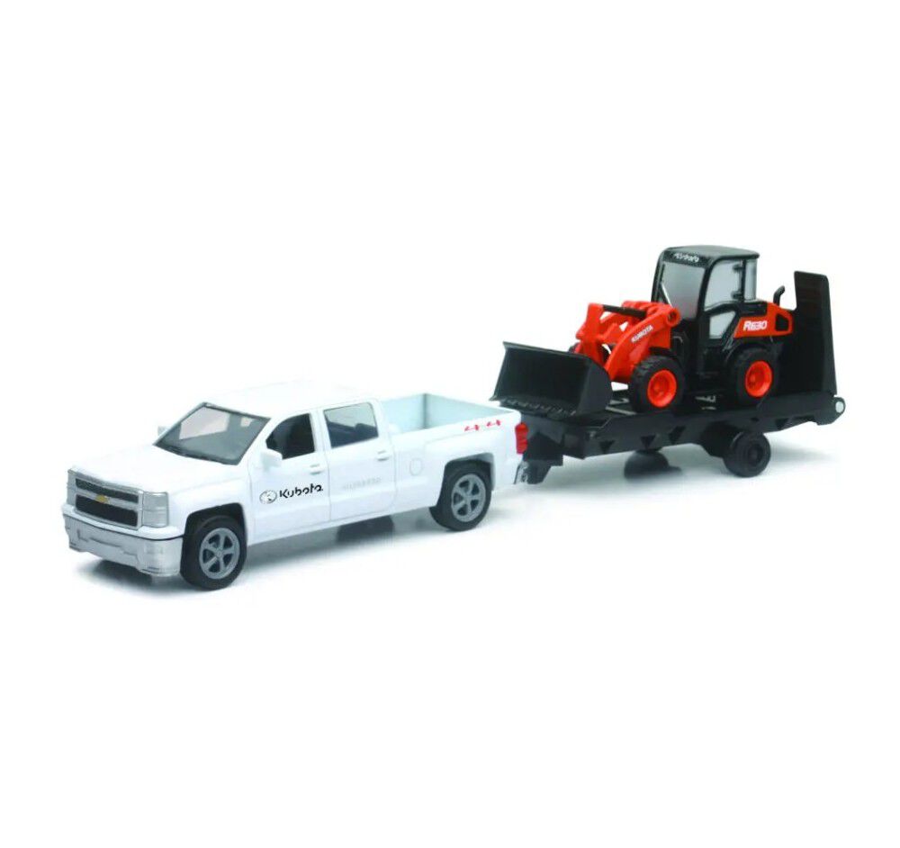 Kubota R630 1:43 Scale Miniature Toy Pull-Back Wheel Loader Set W/Truck, large image number 2