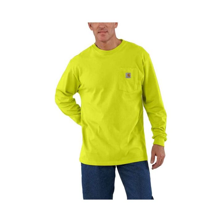 Carhartt Men's Cotton Long-Sleeve T-Shirt, Bright Lime, Large