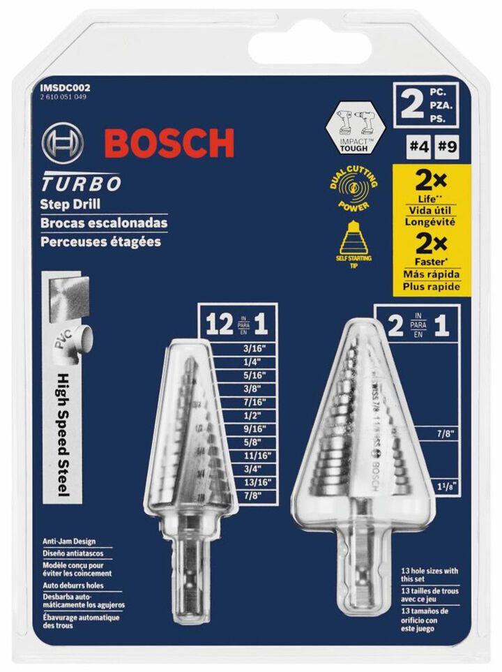 Bosch High Speed Steel Impact Tough Turbo Step Drill Bit Set 2pc, large image number 5