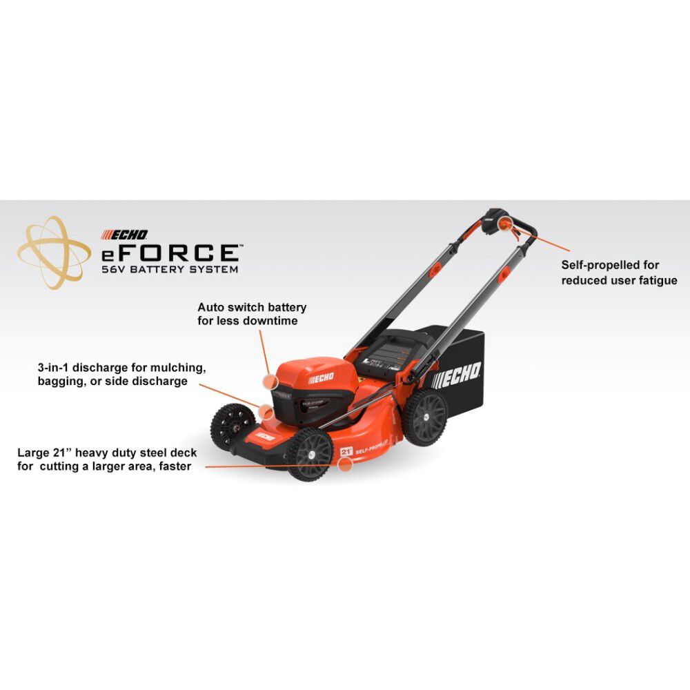 Echo 21in 56V eFORCE 3-in-1 Self-Propelled Lawn Mower with 5Ah Battery, large image number 2