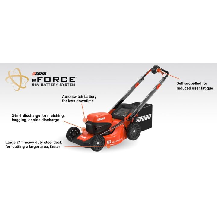 Echo 21in 56V eFORCE 3-in-1 Self-Propelled Lawn Mower with 5Ah Battery, large image number 1