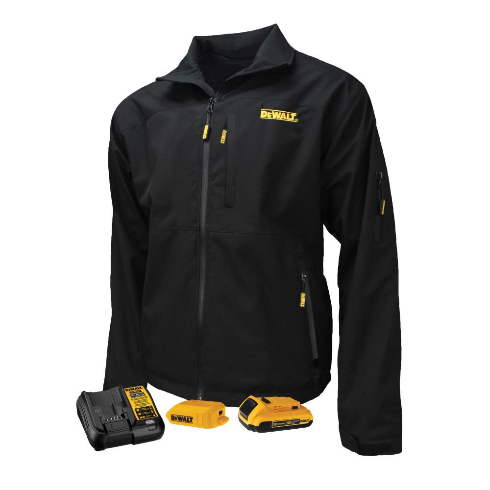 DEWALT Mens Heated Kit Soft Shell Jacket With Battery/Charger Black XL, large image number 8
