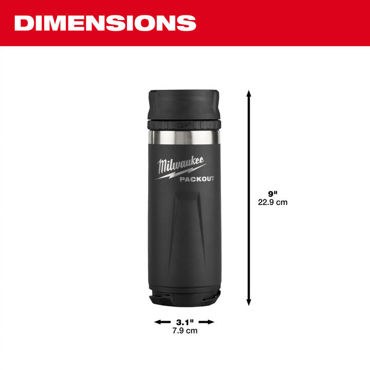 Milwaukee PACKOUT 18 Oz Insulated Bottle with Sip Lid Black, large image number 3