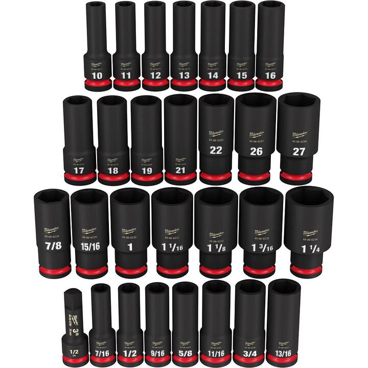 Milwaukee 1/2in Drive SAE & Metric Deep 6 Point Socket Set 29pc