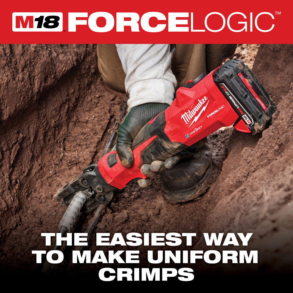 Milwaukee M18 FORCE LOGIC 6T Latched Linear Utility Crimper & M18 REDLITHIUM XC 18V 5Ah Battery Pack Bundle, large image number 4