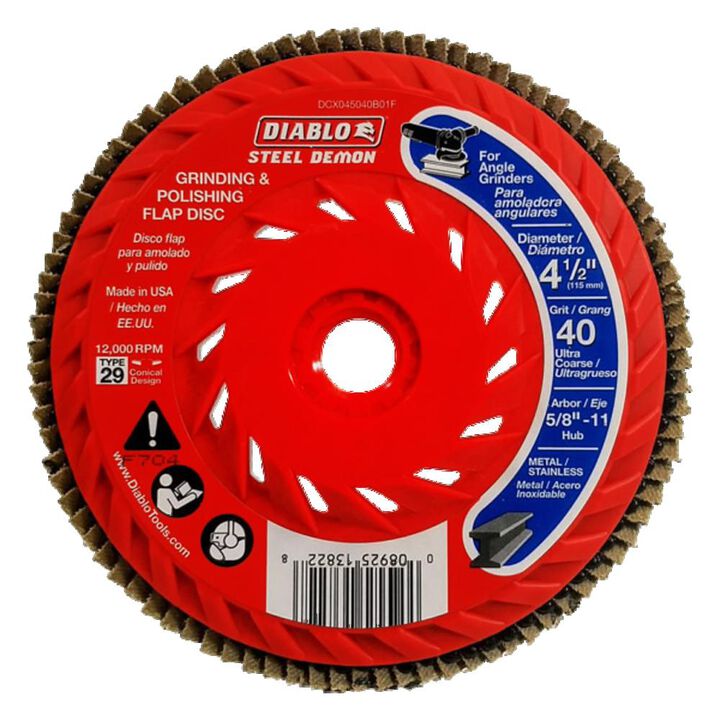 Diablo Tools 4 1/2 Inch Steel Demon Flap Disc 40 Grit with Speed Hub