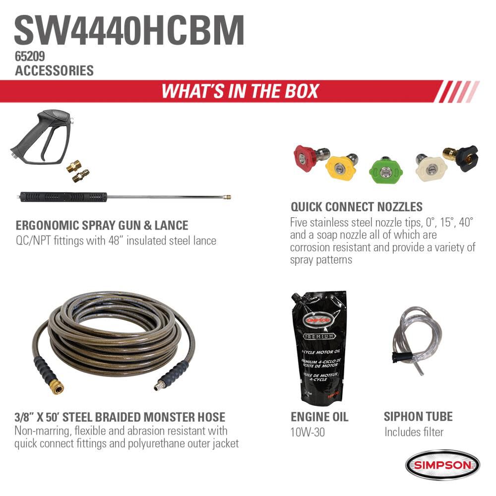 Simpson SuperPro Roll Cage 4400 PSI 4.0 GPM Gas Powered Cold Water Belt Drive Pressure Washer with 5 Spray Tips, large image number 11