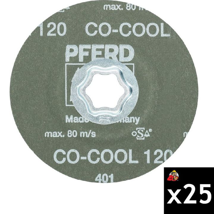 Pferd 4-1/2 Inch 120 Grit Ceramic Oxide CO-COOL Fiber Disc Bundle, 25 Pieces