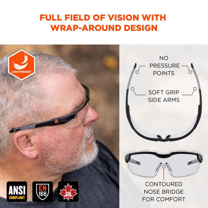 Ergodyne Skullerz Matte Black, In/Outdoor Anti-Fog Lens Safety Glasses Adj. Temples, large image number 1