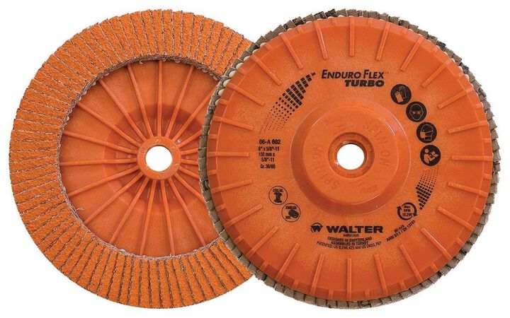Walter 6 Inch Enduro Flex Turbo Flap Disc, 36/60 Grit, 5/8 Inch-11 Inch Arbor, 10 Pack