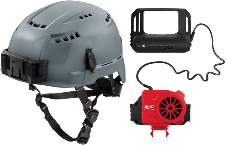 Milwaukee BOLT Vented Helmet Class C & USB Cooling Fan, swatch