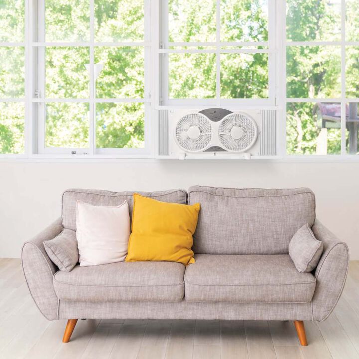 Perfect Aire 9 Inch 408 CFM Reversible Twin Window Fan with 3 Speed and Remote, large image number 7