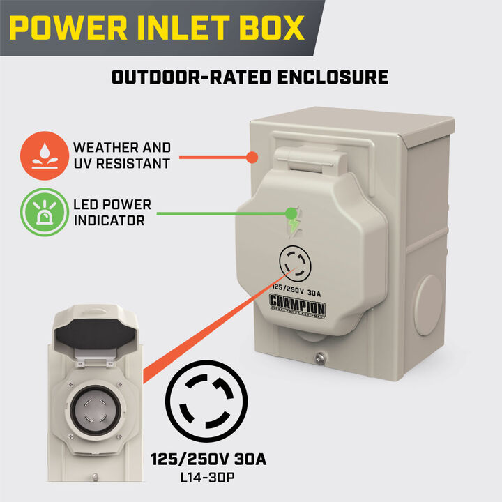 Champion Power Equipment 30-Amp Through Wall Generator Kit with Weather-Resistant Power Inlet Box, large image number 3