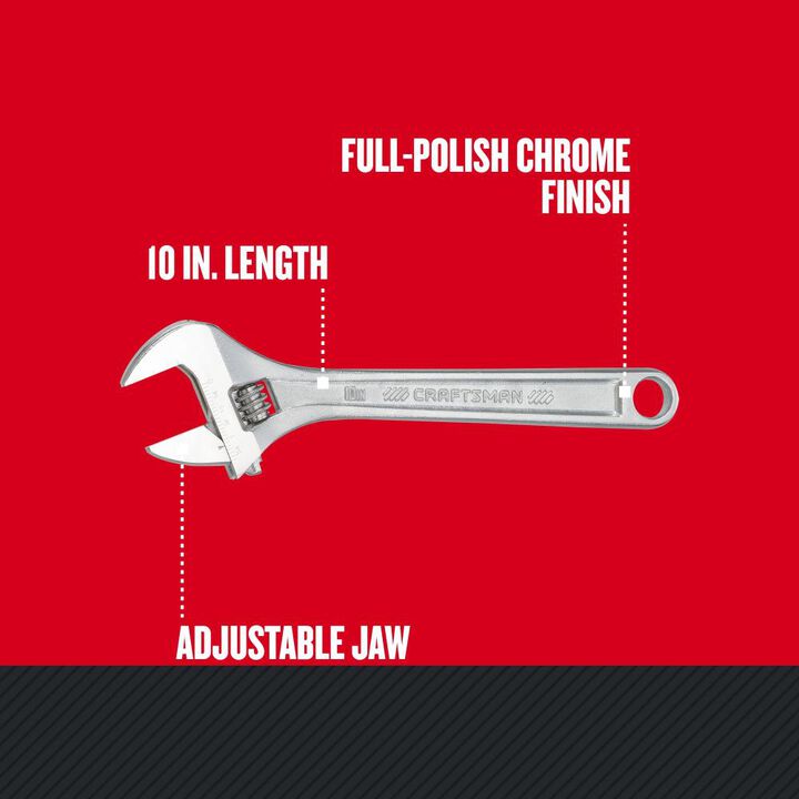 CRAFTSMAN 10 Inch All Steel Adjustable Wrench, large image number 1