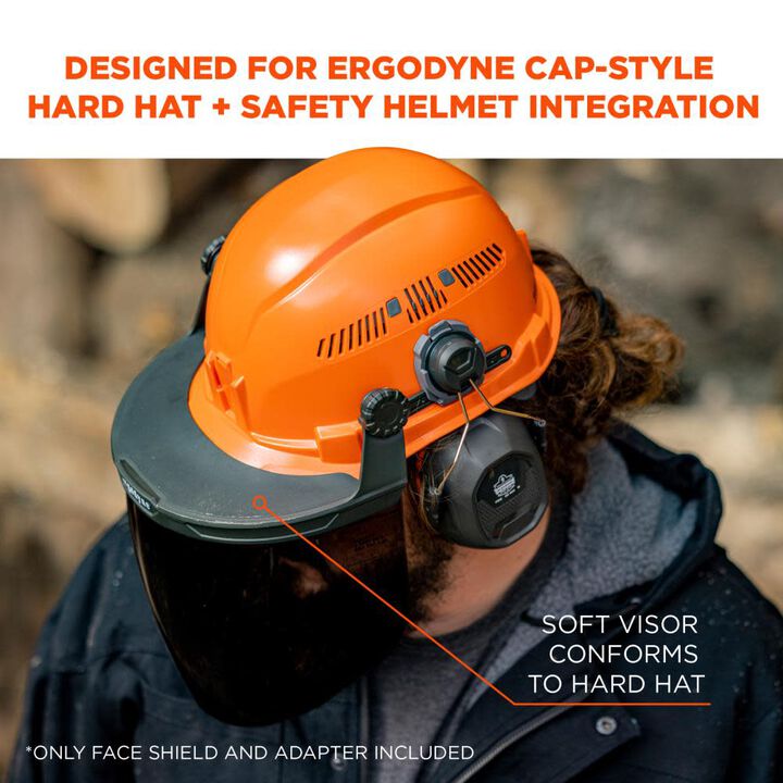 Ergodyne Clear Lens Gray Face Shield for Cap-Style & Safety Helmet, large image number 2