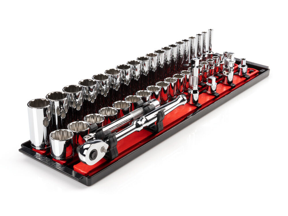 Tekton 3/8 Inch 12 Point Socket and Ratchet Set, 44 Pieces (6-24 mm), large image number 1