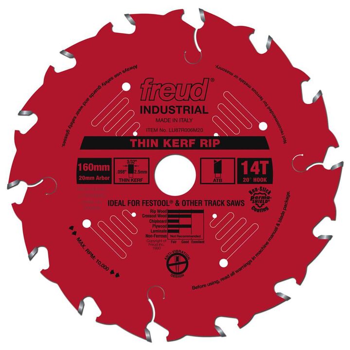 Freud 160 mm x 14T mm Thin Kerf Rip Blade