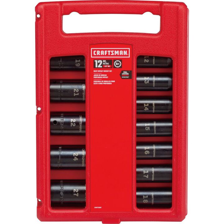 CRAFTSMAN 1/2 Inch Metric Deep Impact Socket Set, 12 Piece, large image number 4