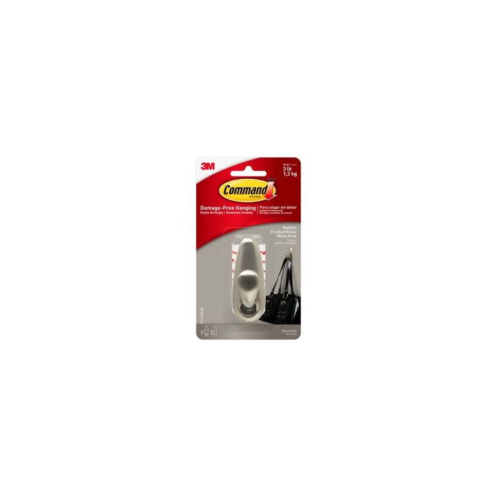 3M Medium Forever Classic Brushed Nickel Metallic Hook