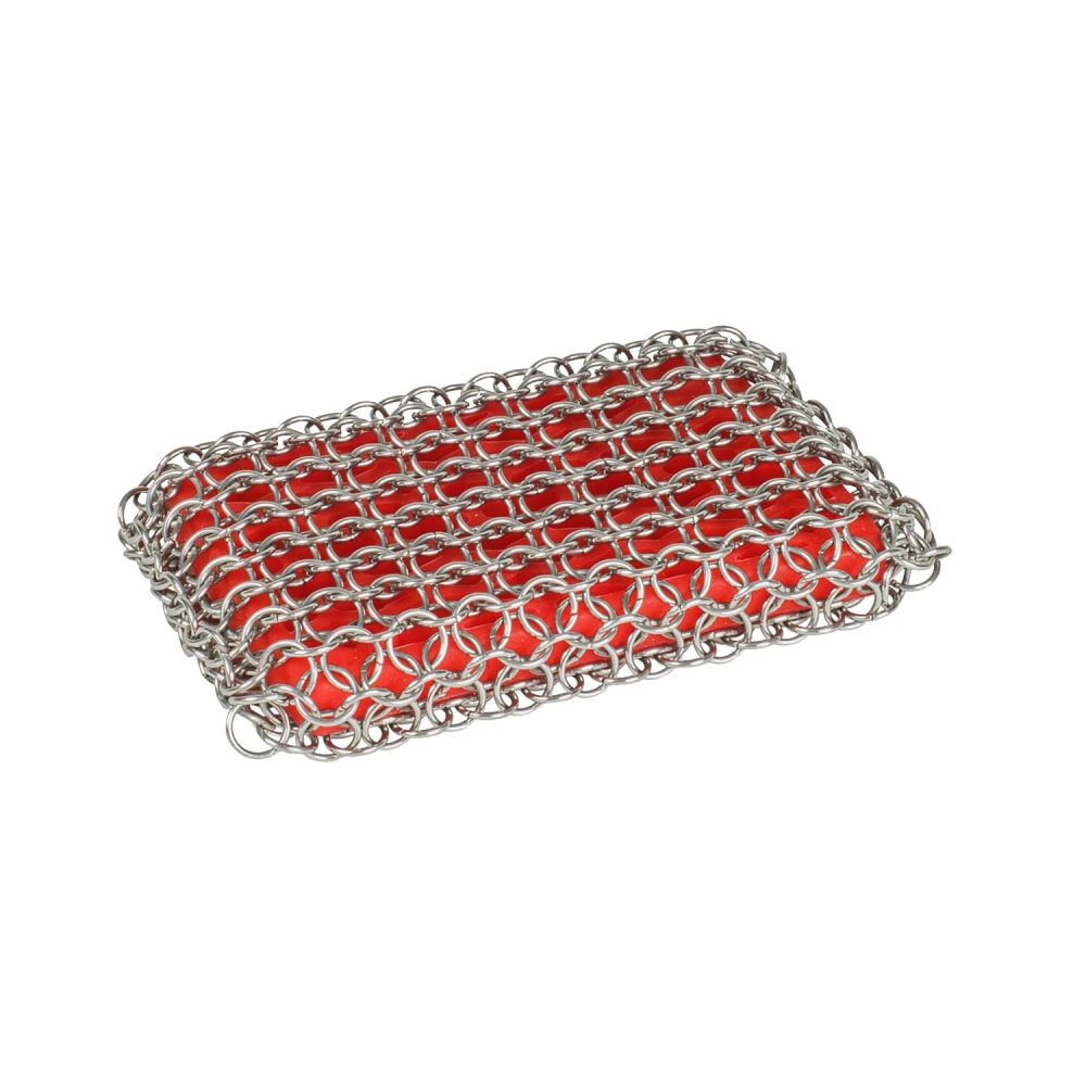 Lodge Cast Iron 4.33 x 3 x 0.75 Inch Red Stainless Steel Chainmail Scrubbing Pad, large image number 1