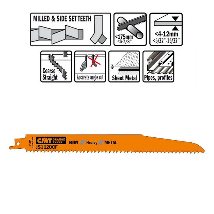 CMT Tri-metal Reciprocating Saw Blades for Metal 8 In. 9 TPI - 5 pack