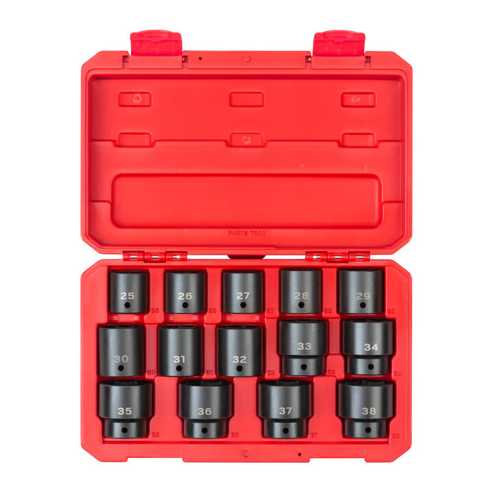Tekton 1/2 Inch 6 Point Impact Socket Set Case, 14 Pieces (25-38 mm), large image number 1