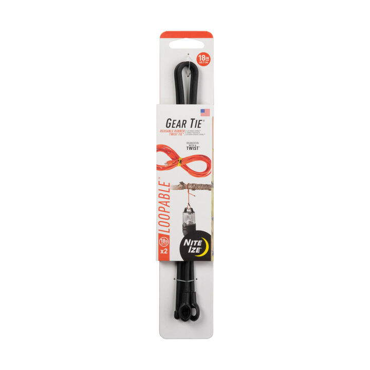 Nite Ize Gear Tie Loopable Twist Tie 18in 2pk Black