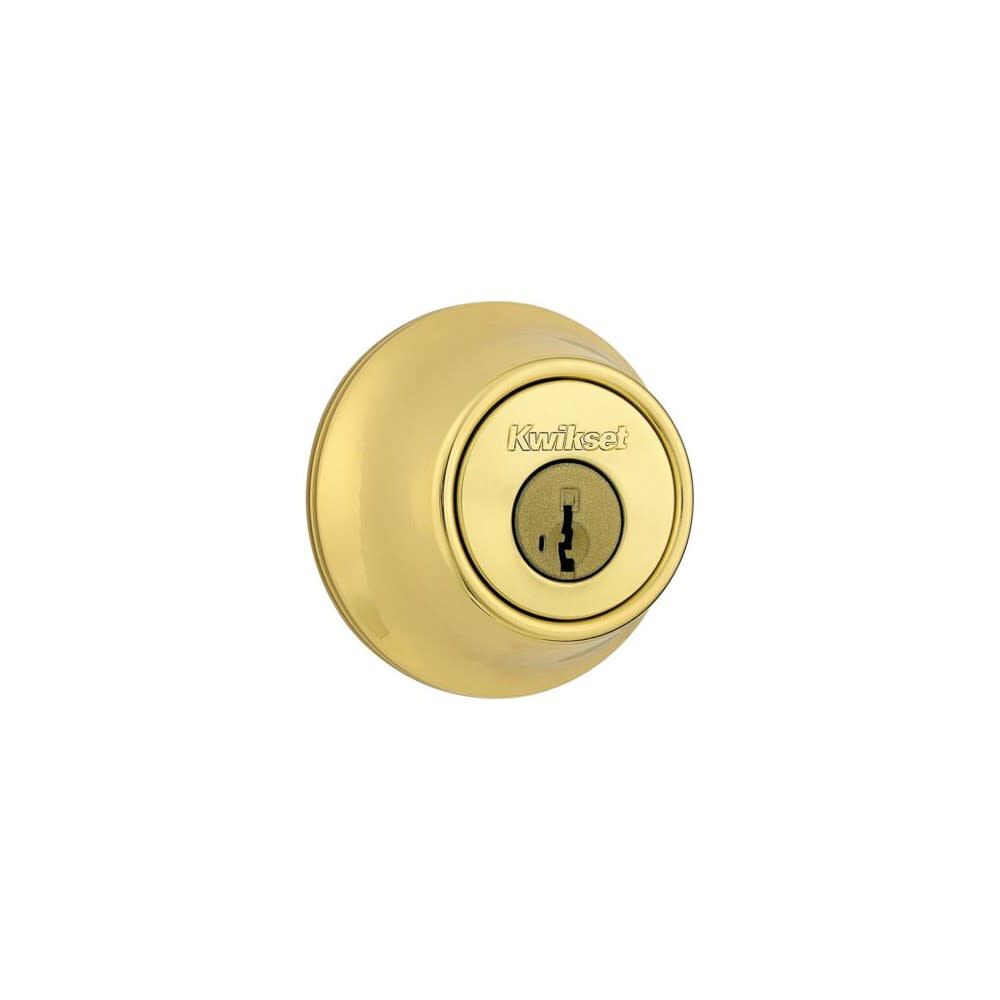 Kwikset SmartKey Door Deadbolt Polished Brass Single Cylinder, large image number 1